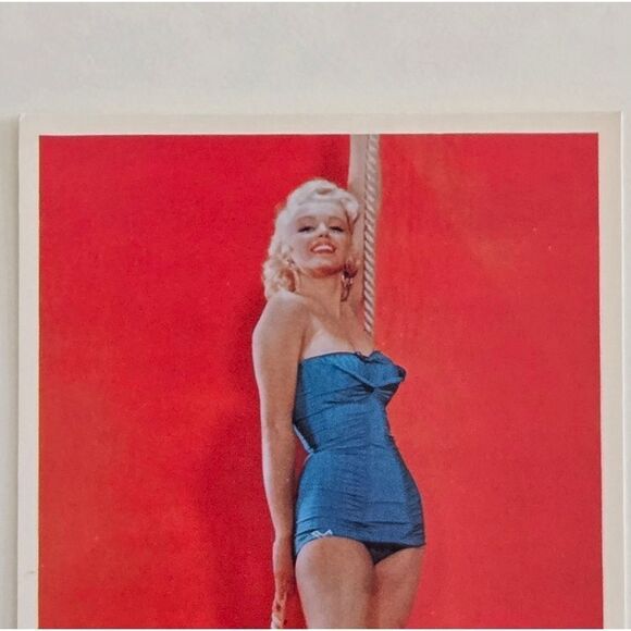 Vintage Marilyn Monroe Pinup Postcard Blue Swimsuit American Postcard NY 1950's - Picture 2 of 6